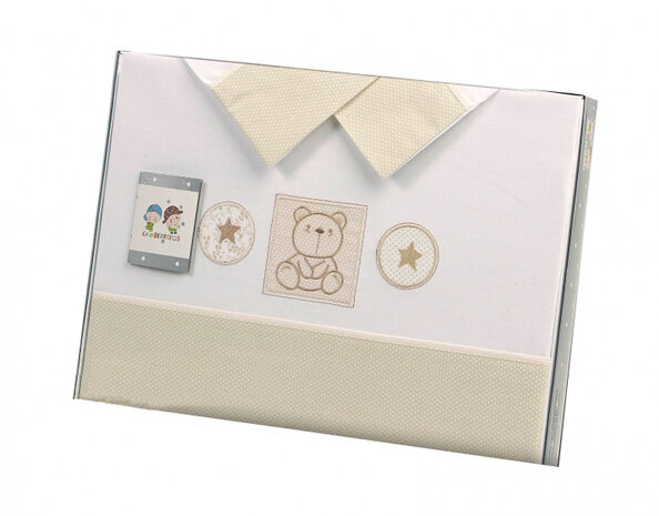 laken set kinderwagen beige beertje 3-delig