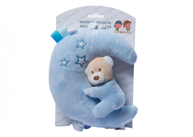 muzikale bijtring knuffel 55 cm blauw