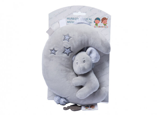 muzikale bijtring knuffel 55 cm grijs