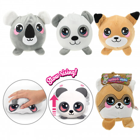 knuffel Squeezies panda junior 20 cm pluche wit/grijs