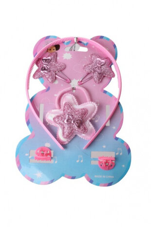 haaraccessoires ster meisjes 19 cm roze 6-delig