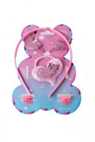 haaraccessoires hart meisjes 19 cm roze 6-delig