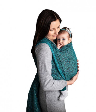 draagdoek Sling Little Hearts katoen turquoise maat 4