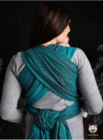 draagdoek Sling Little Hearts katoen turquoise maat 6