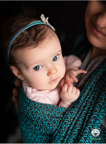 draagdoek Sling Little Hearts katoen turquoise maat 6