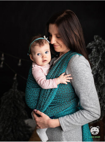 draagdoek Sling Little Hearts katoen turquoise maat 6