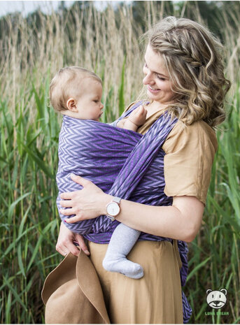draagdoek Sling Herringbone Purple katoen paars maat 5