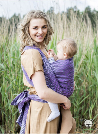draagdoek Sling Herringbone Purple katoen paars maat 5