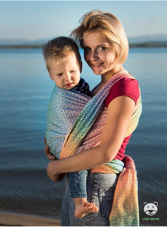 draagdoek Sling Little Hearts Rainbow katoen maat 5
