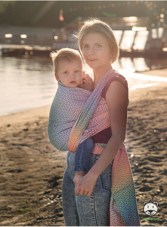 draagdoek Sling Little Hearts Rainbow katoen maat 5