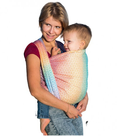 draagdoek Sling Little Hearts Rainbow katoen maat 6