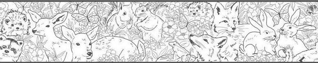 muursticker Woodland Sketch 4,6 meter vinyl zwart/wit