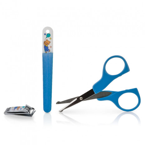 nagelverzorgingsset junior 15 cm blauw/zilver 3-delig