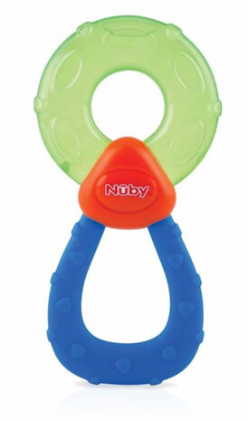 koelbijtfiguur rond junior 19,7 x 9,8 cm siliconen groen/blauw