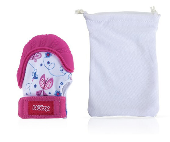 bijthandschoen junior 14,6 x 12,4 cm siliconen roze