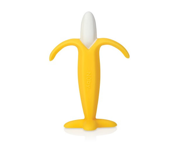 bijtma&iuml;s junior 17,1 x 10,5 cm siliconen geel/wit