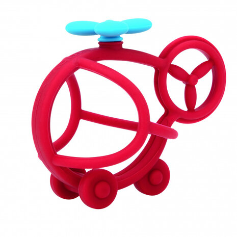 bijtfiguur helicopter junior 16,1 cm siliconen rood