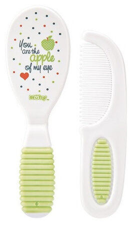 borstelset Little Moments 22,50 x 9,5 cm wit/groen 2-delig