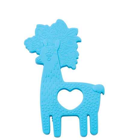 bijtring Llama junior 13 cm siliconen lichtblauw