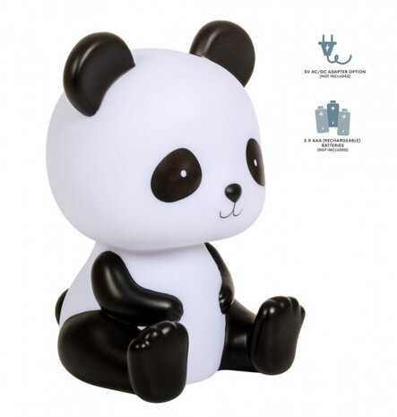 nachtlamp Panda junior 19 cm PVC zwart/wit