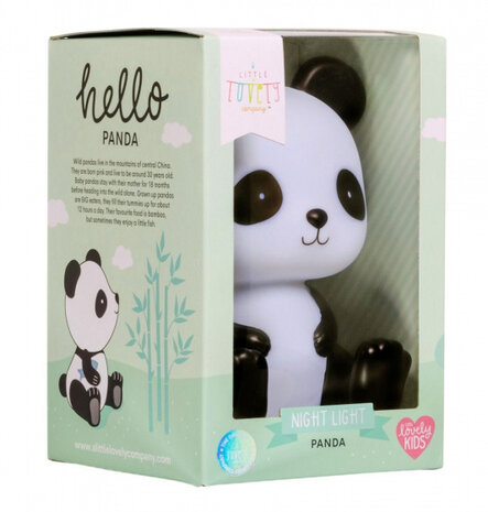 nachtlamp Panda junior 19 cm PVC zwart/wit
