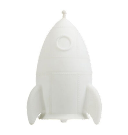 nachtlamp Raket junior 20 cm PVC wit