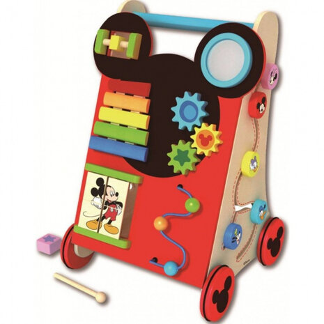 loopwagen Mickey Mouse junior 50 cm hout rood