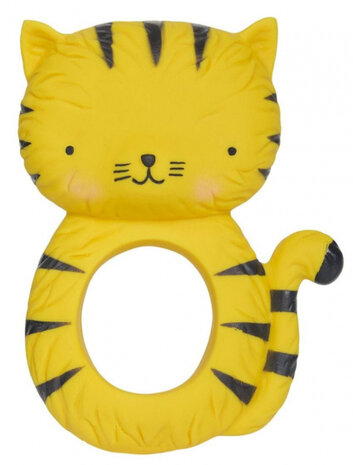 bijtring Tijger junior 10,3 cm rubber zwart/geel