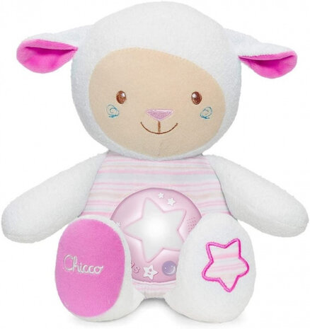 nachtlamp schaap meisjes 45 cm polyester wit/roze