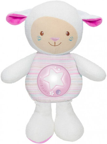 nachtlamp schaap meisjes 45 cm polyester wit/roze