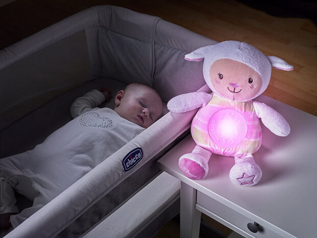 nachtlamp schaap meisjes 45 cm polyester wit/roze