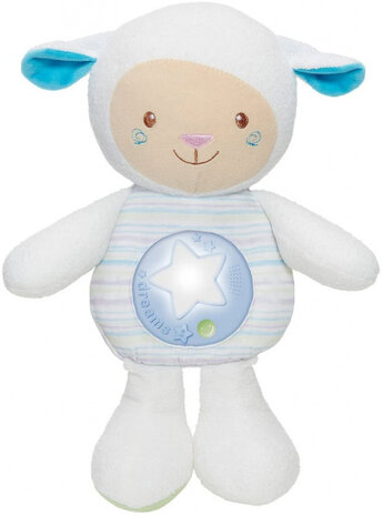 nachtlamp schaap jongens 45 cm polyester wit/blauw