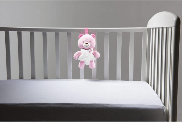 nachtlamp met geluid beer junior 27 cm polyester roze