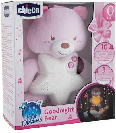 nachtlamp met geluid beer junior 27 cm polyester roze