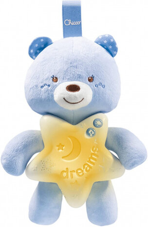 nachtlamp met geluid beer junior 27 cm polyester blauw