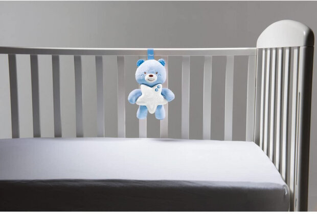 nachtlamp met geluid beer junior 27 cm polyester blauw