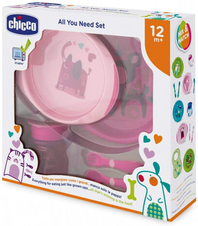 eetset junior 16 cm roze 5-delig