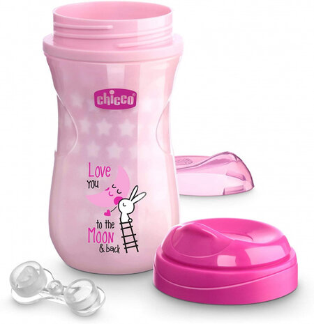 drinkbeker Glow meisjes 150 ml siliconen roze