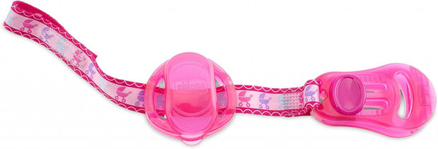 fopspeenketting met houder meisjes 20 cm nylon roze