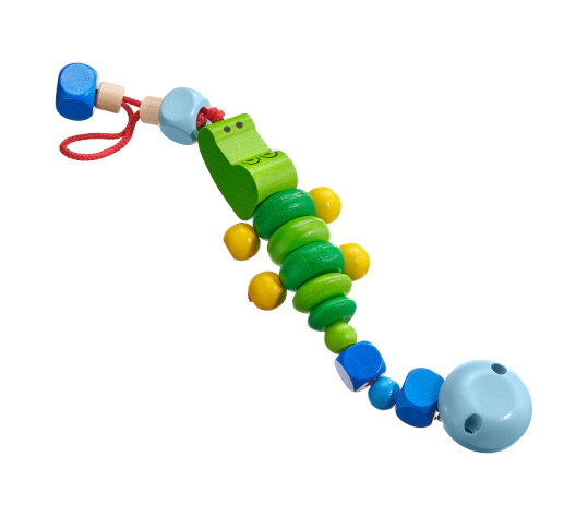 fopspeenketting Crocolini junior 21 cm hout groen/blauw
