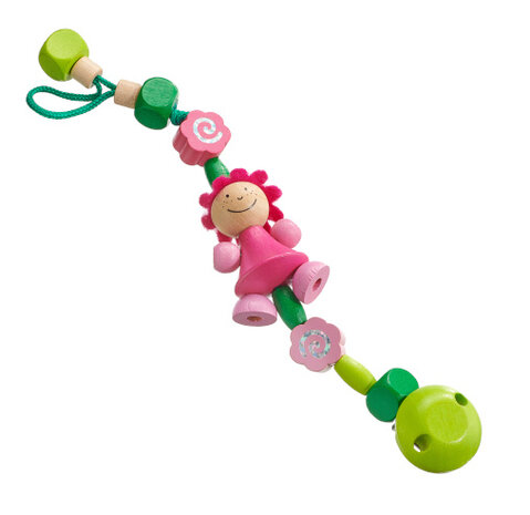 fopspeenketting Rosali meisjes 21 cm hout roze/groen