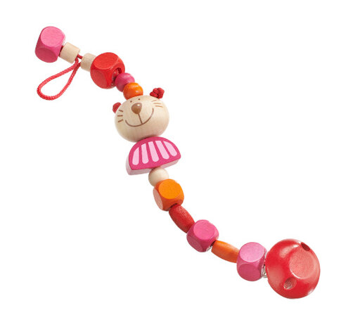 fopspeenketting Kitti meisjes 21 cm hout roze/rood