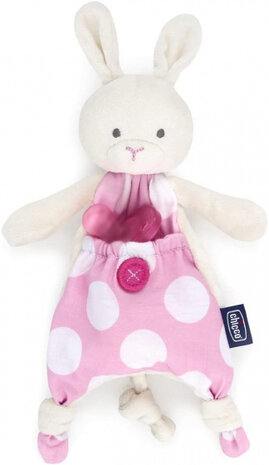 fopspeenhouder junior 12,5 cm pluche roze/wit