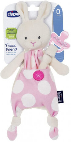 fopspeenhouder junior 12,5 cm pluche roze/wit