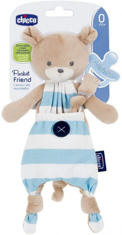 fopspeenhouder junior 12,5 cm pluche blauw/wit