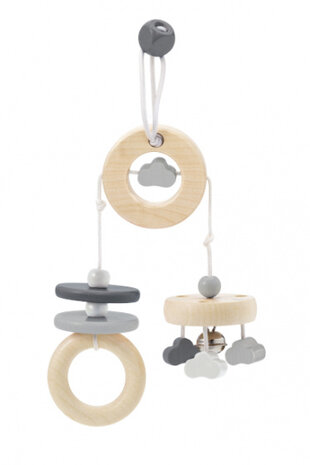 mobiel Wolkenplezier junior 15,5 cm hout naturel/grijs