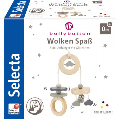 mobiel Wolkenplezier junior 15,5 cm hout naturel/grijs
