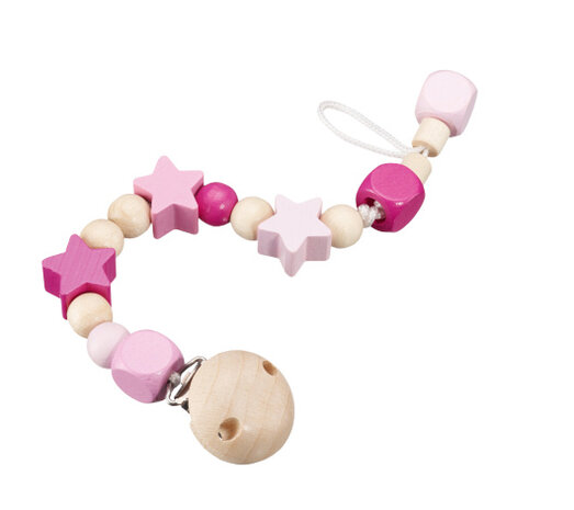 fopspeenketting Sterrenplezier meisjes 21 cm hout roze