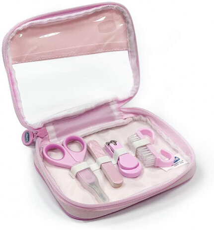 manicureset meisjes 17 cm polyester roze 10-delig