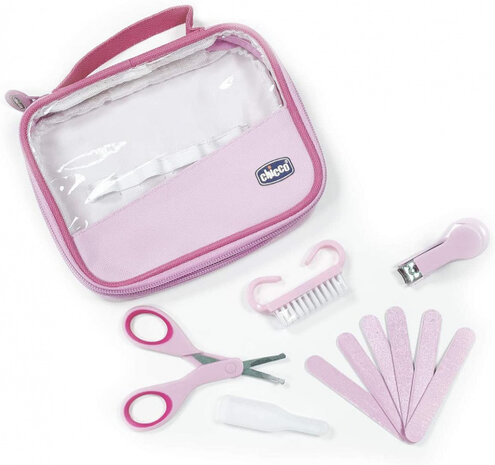 manicureset meisjes 17 cm polyester roze 10-delig